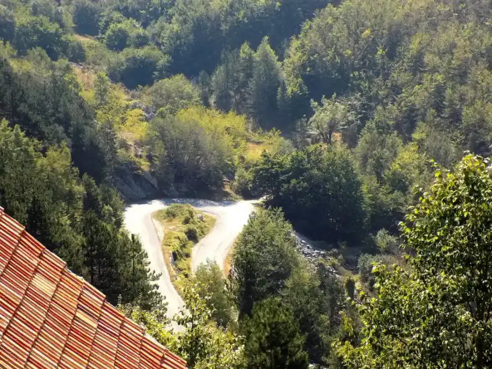 Hairpin bends of the old Kotor to Njegusi road climbing the mountain