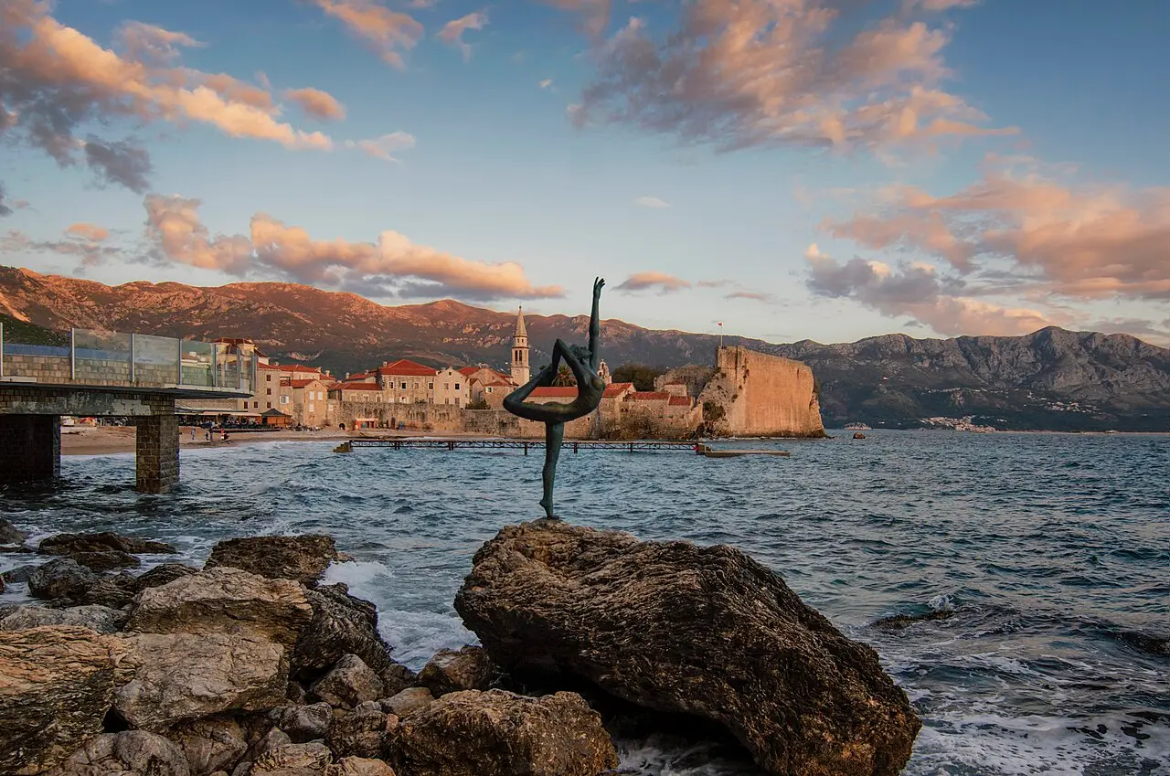 The stone old town of Budva on its small peninsula by the Adriatic