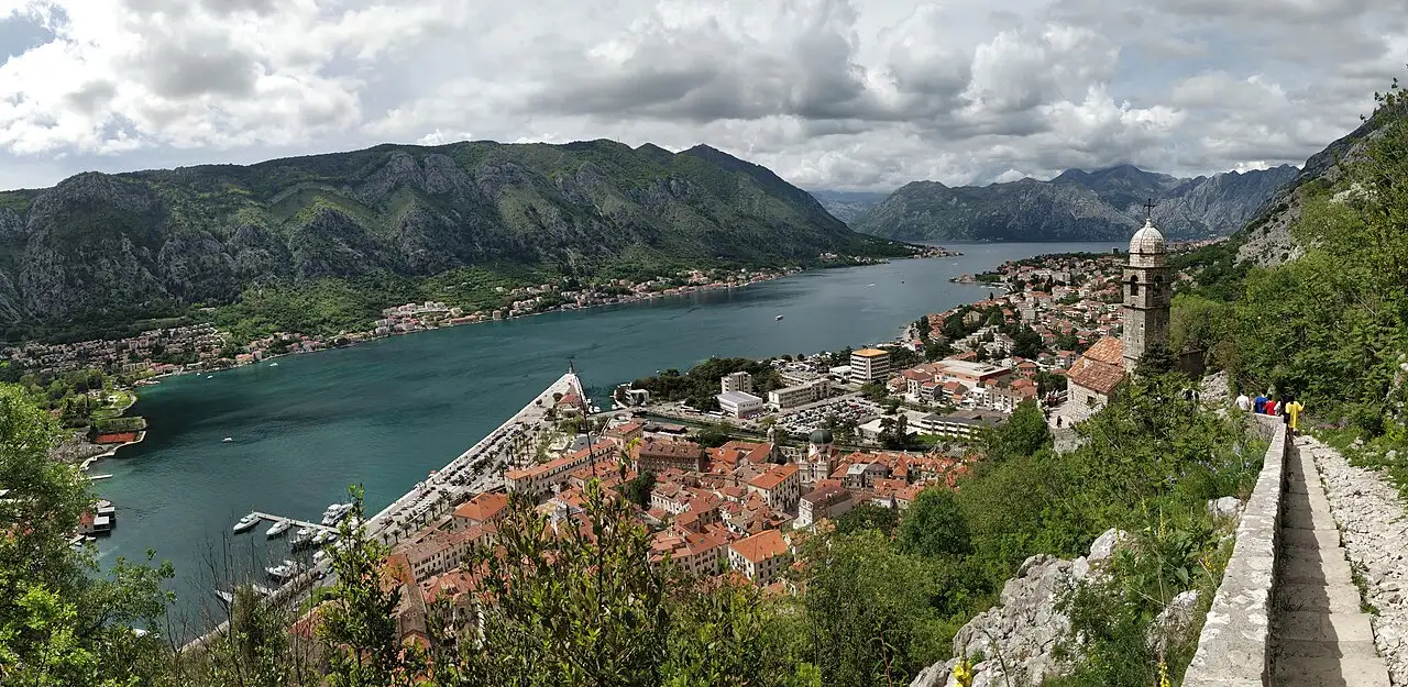 View over Kotor old town and the Bay of Kotor from above