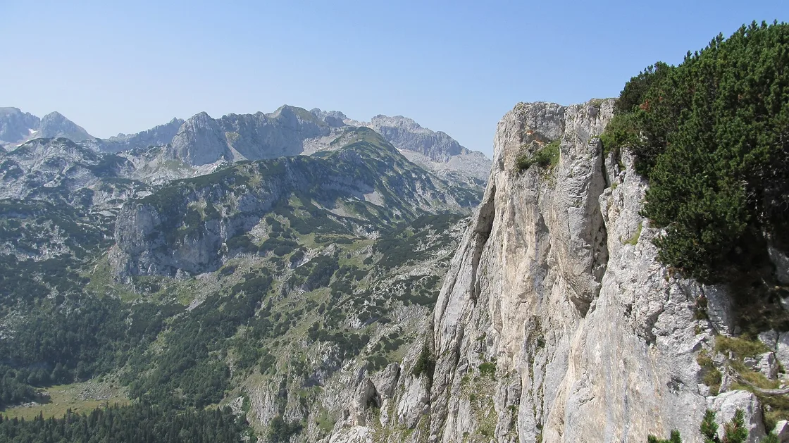Limestone cliffs and the Crvena Greda ridge in Durmitor National Park, Montenegro, in early August