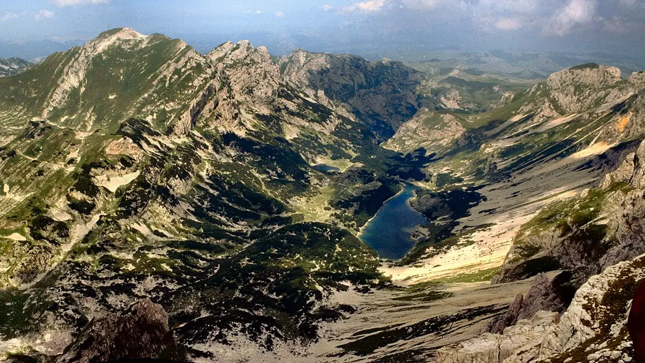 Limestone peaks of Durmitor stretching from the summit of Bobotov Kuk, Montenegro