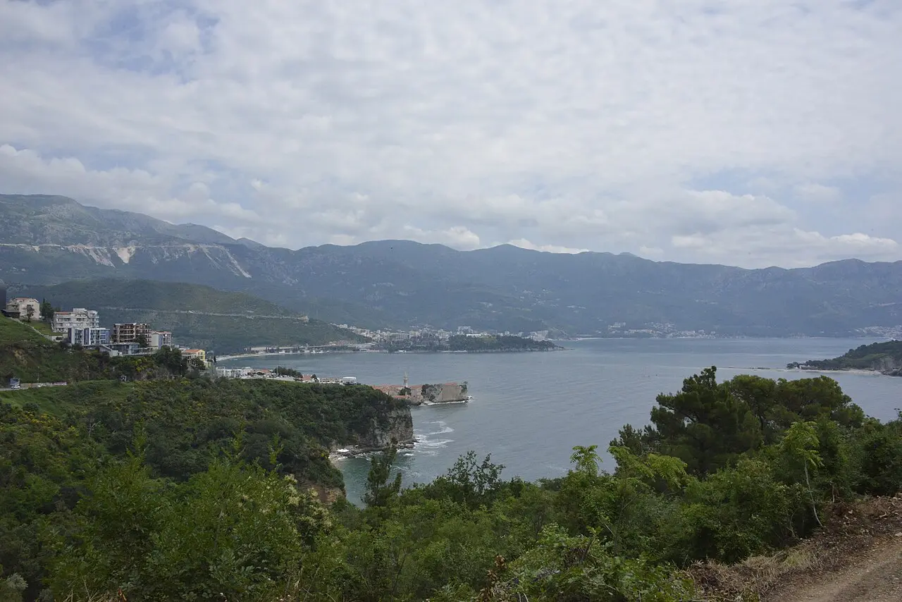 Slovenska beach in Budva, the long town beach lined with loungers where the beach bars cluster