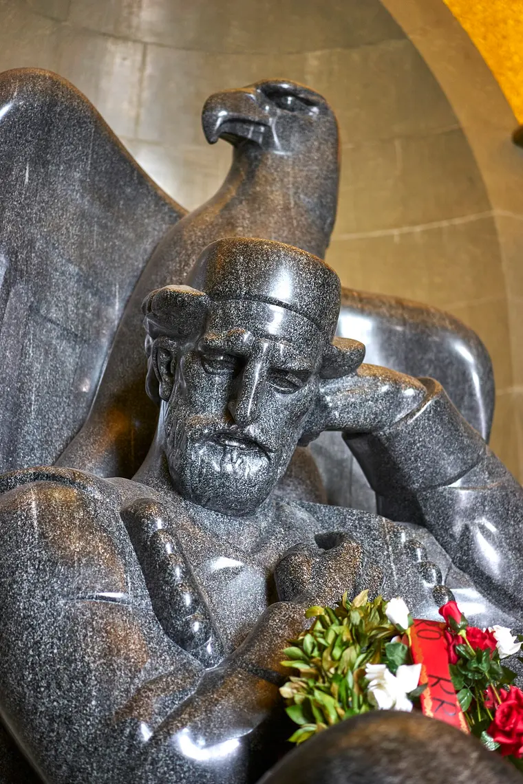 The statue of Petar II Petrović-Njegoš inside his mausoleum on Lovćen