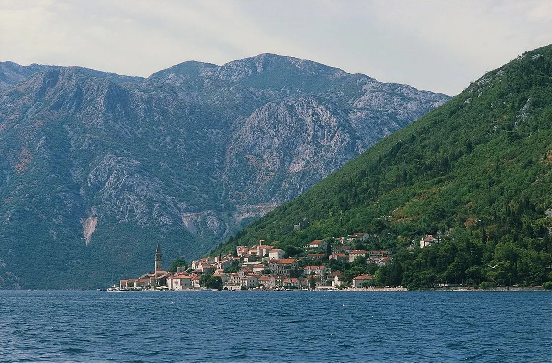 The Baroque town of Perast on the Bay of Kotor with its two islets offshore