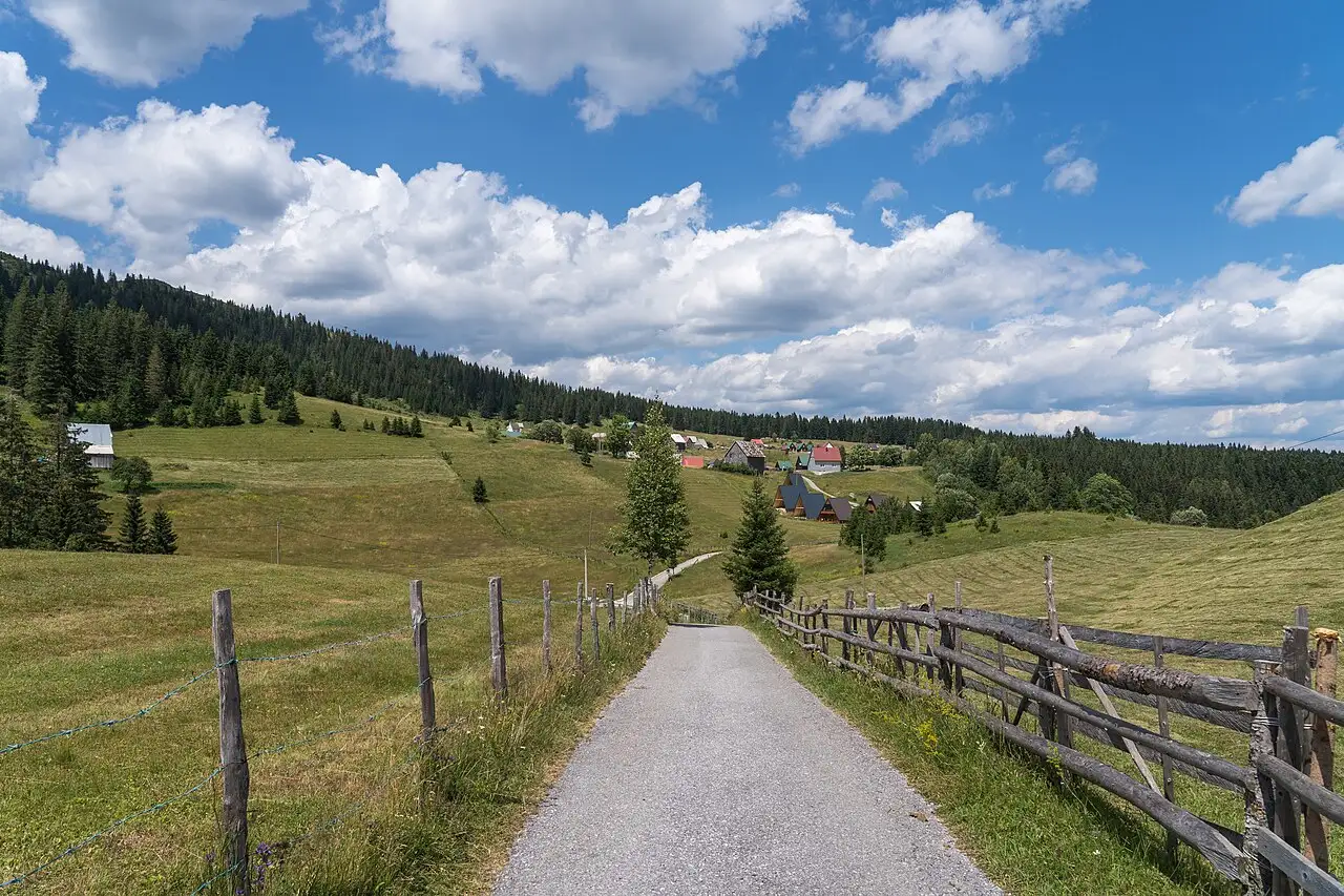 Quiet paved road running through Durmitor National Park in northern Montenegro