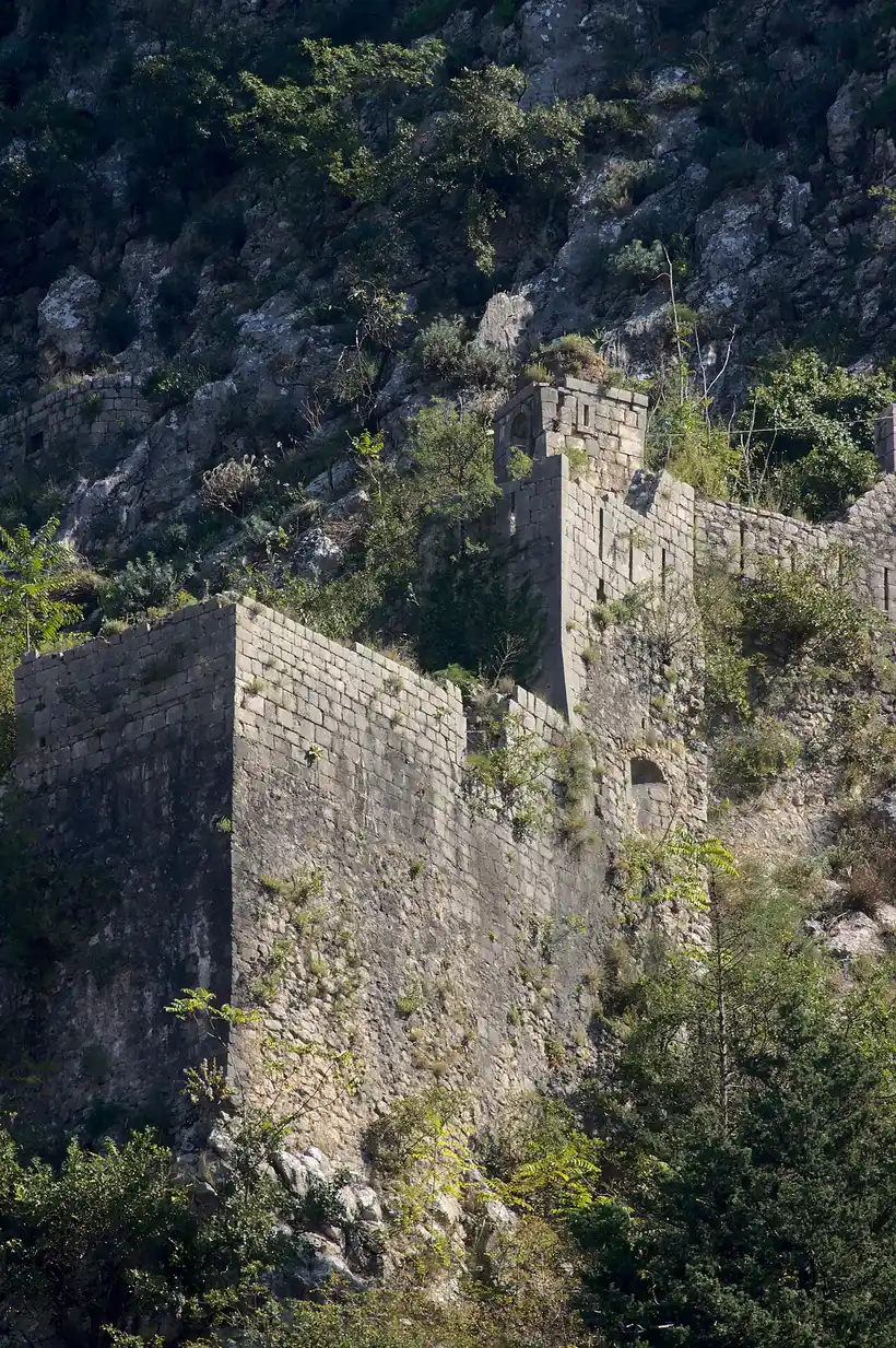 The upper ramparts and ruined walls near the Fortress of San Giovanni above Kotor