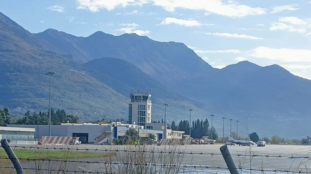 Apron and aircraft at Tivat Airport on the Montenegrin coast