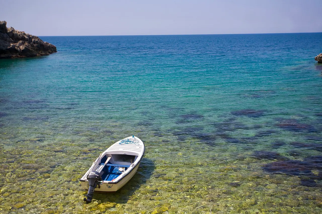 The long shallow sandy beach near Ulcinj in southern Montenegro