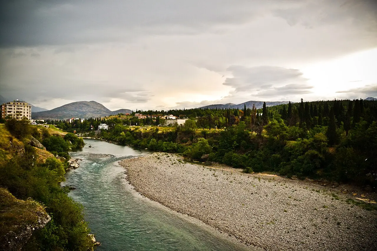 View over Podgorica, the capital of Montenegro, where many travellers arrive and register on entry