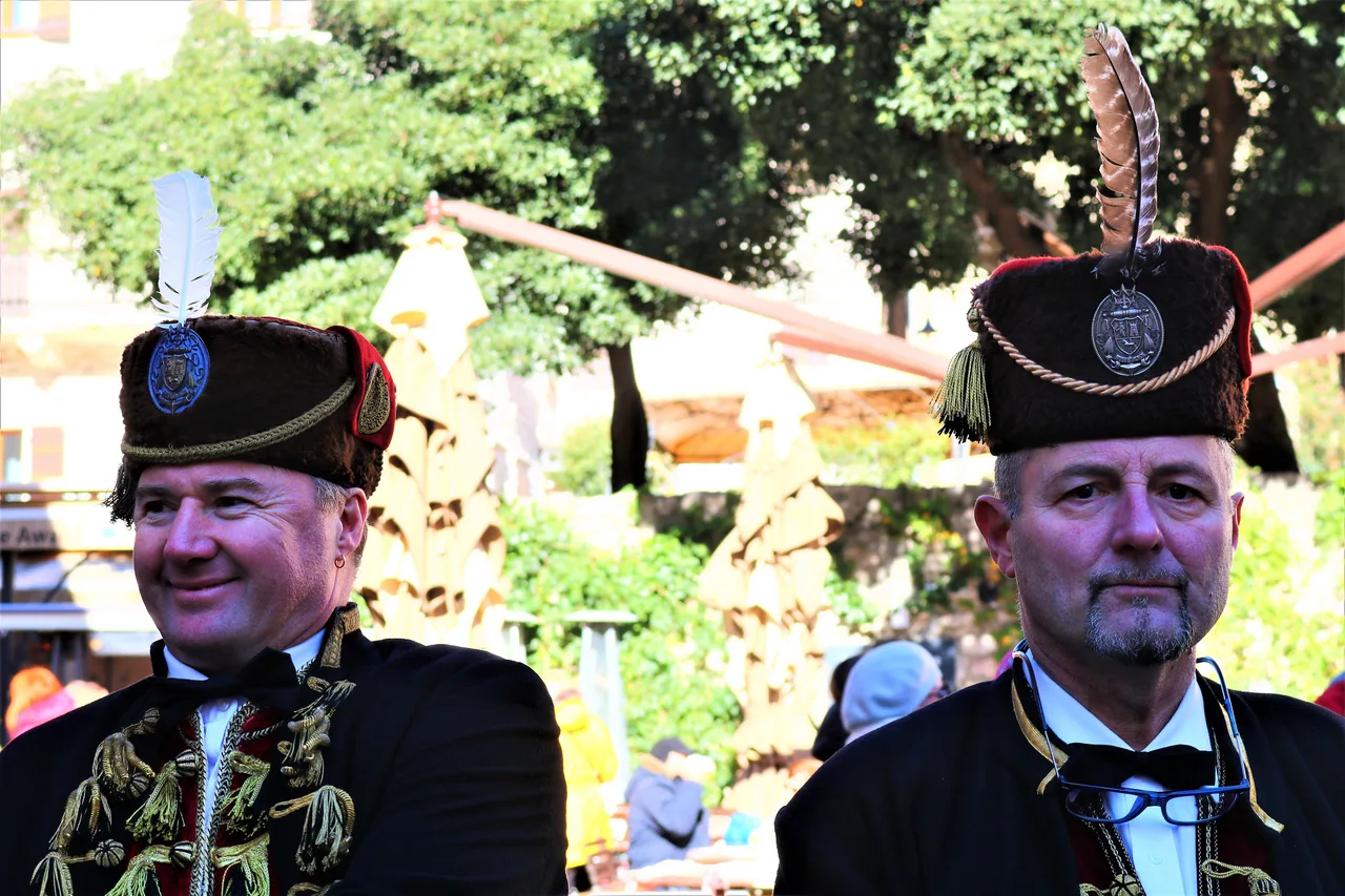 Members of the Boka Navy with ceremonial swords during the Tripundan procession in Kotor