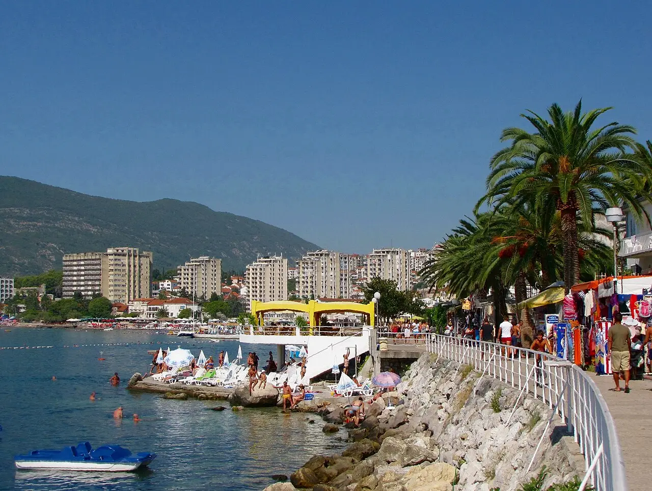 The waterfront promenade at Herceg Novi on the Bay of Kotor, Montenegro