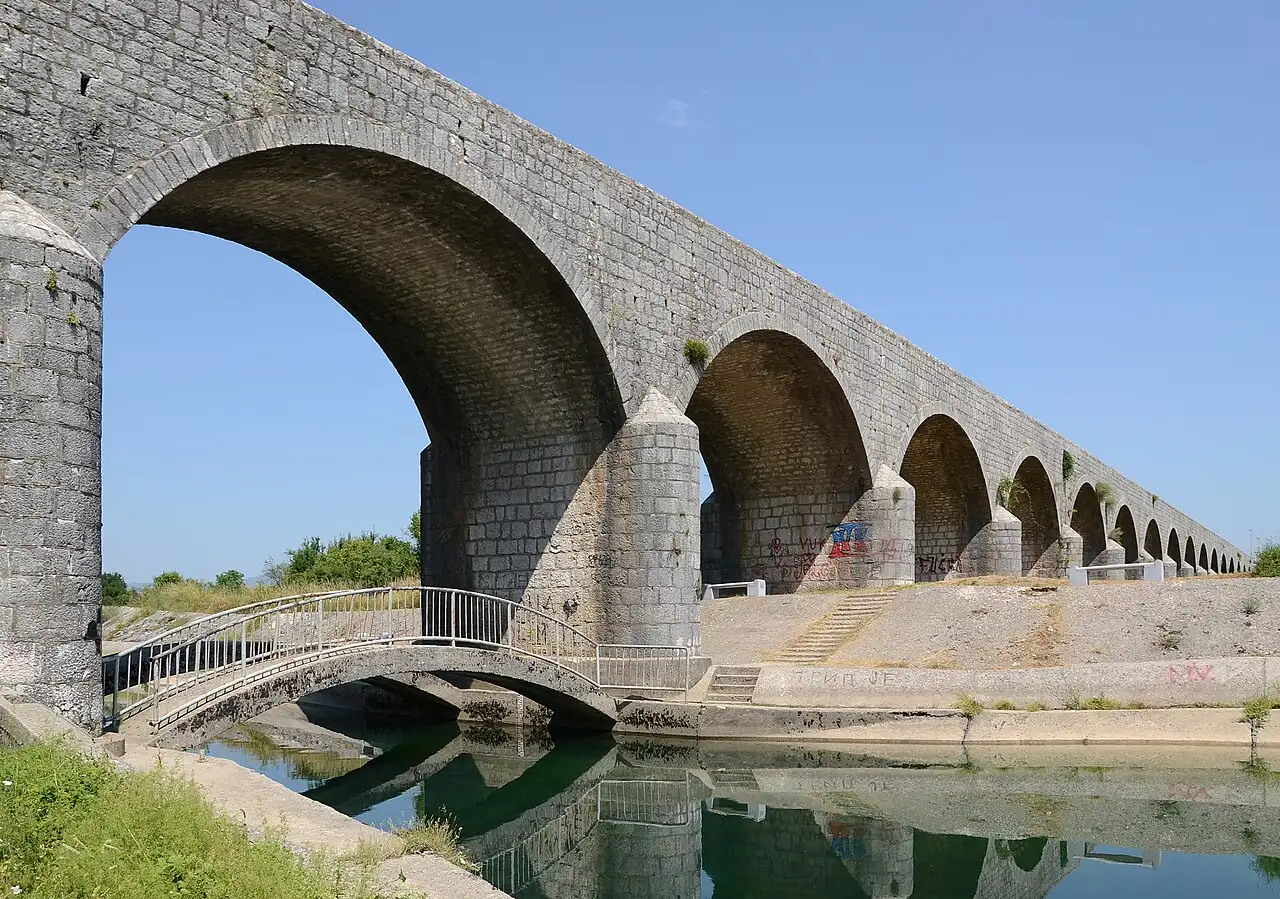 The stone arches of Carev most, the Tsar Bridge, spanning the river near Niksic
