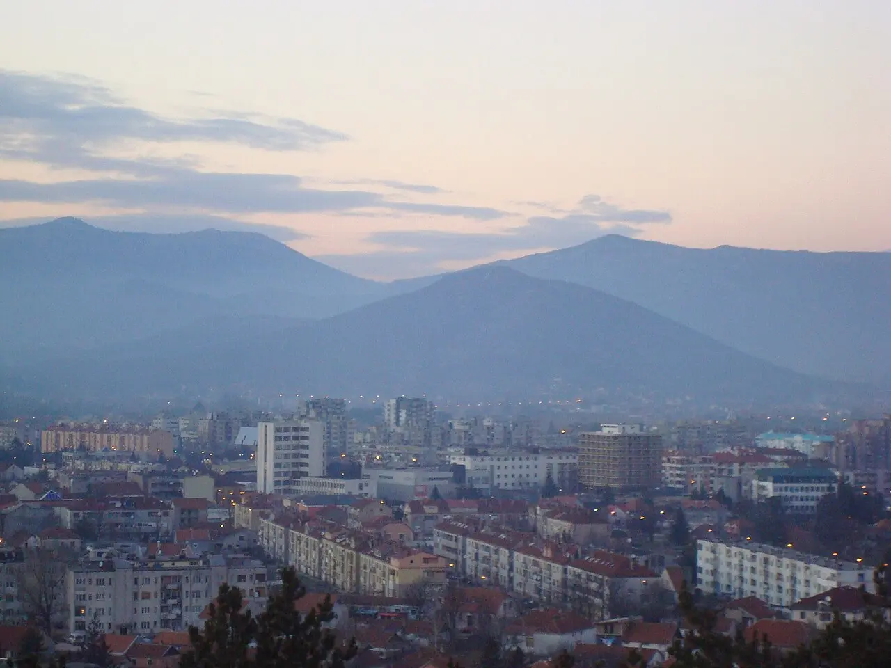 Niksic spread across the karst field, photographed from Trebjesa hill