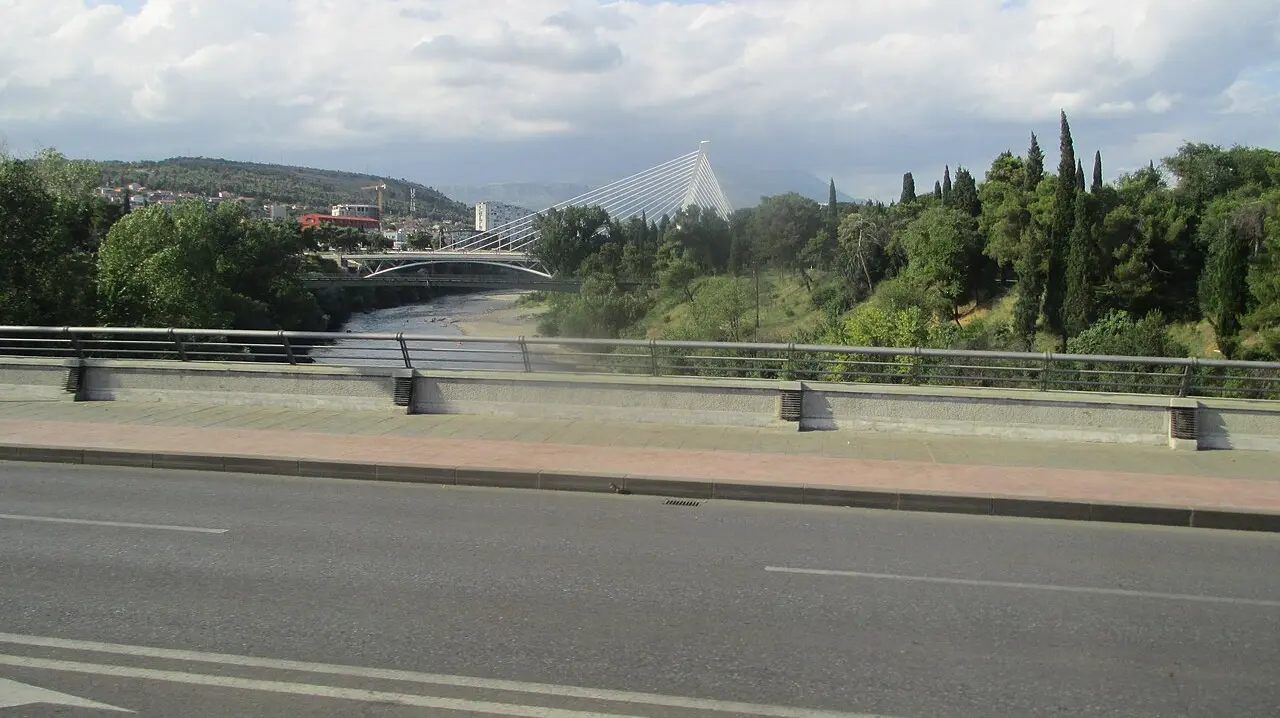 Podgorica's Millennium Bridge over the Morača river, the starting point for the trip to Kotor