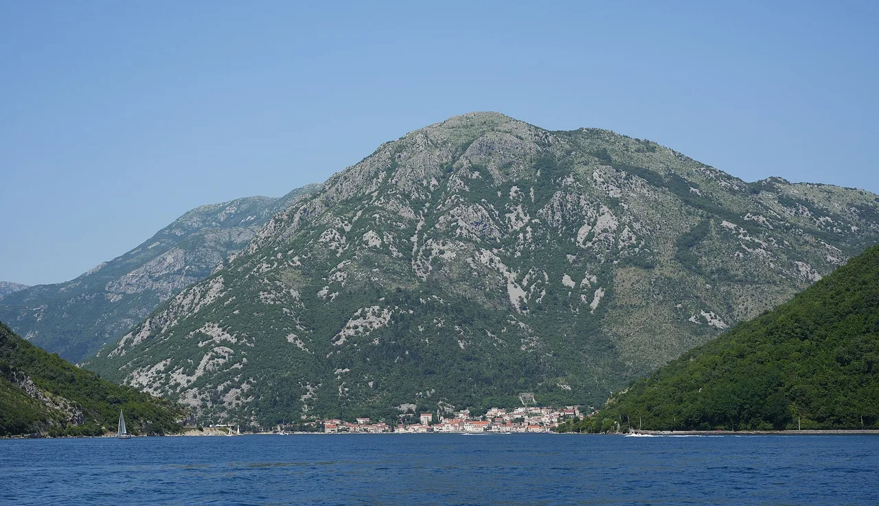 Calm water and shoreline at Kamenari on the Bay of Kotor