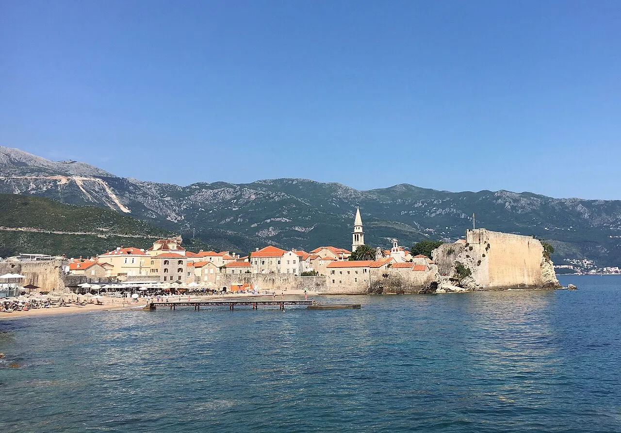 Budva Old Town and citadel on the Adriatic, the destination from Tivat Airport
